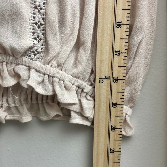 Off Shoulder Milkmaid Peasant Long Sleeve Ruffle Blush Pink Coquette Top Size XS - Picture 9 of 9